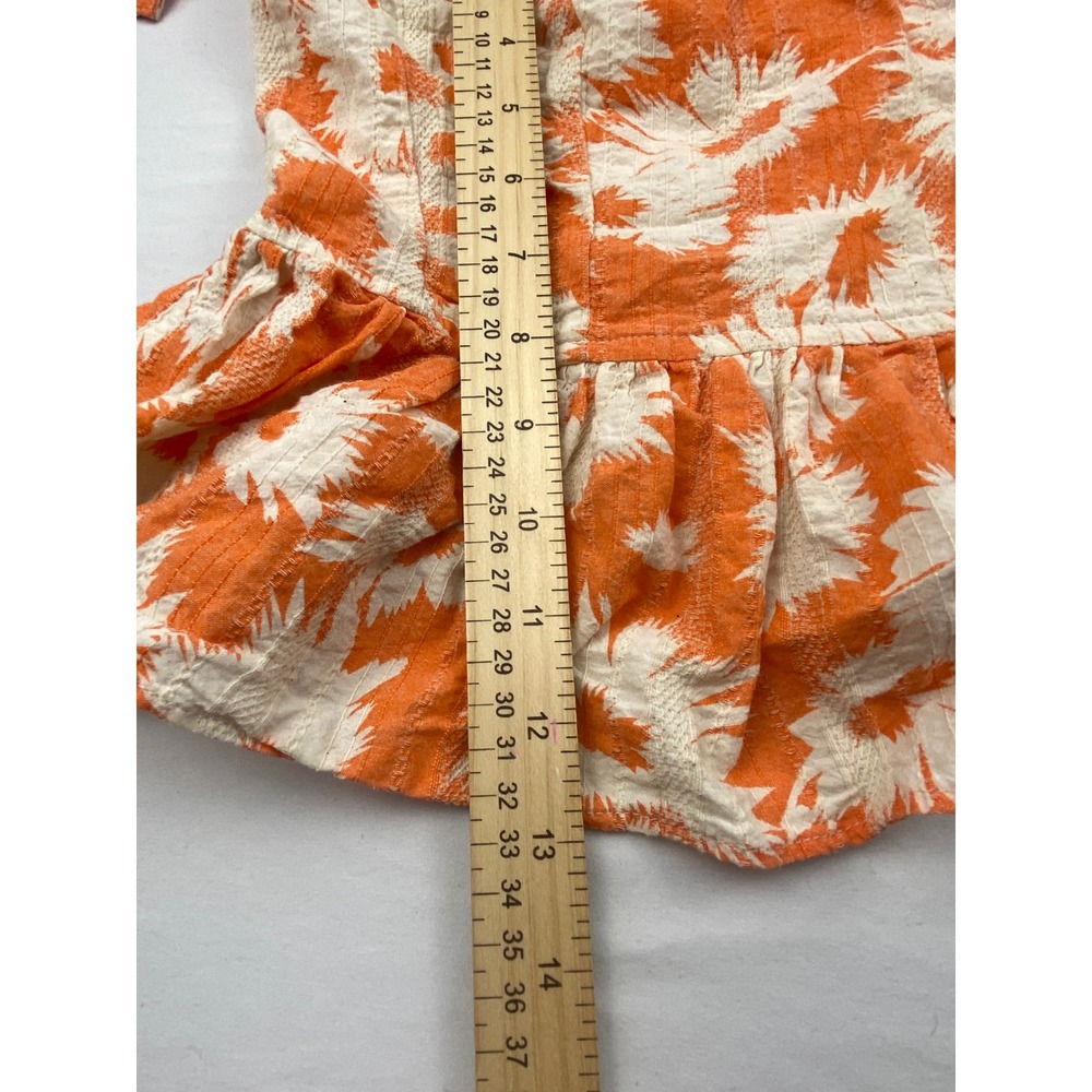 OLIVACEOUS Orange‎ White Floral Peplum Tie Strap Tank Top Blouse Size S - Picture 4 of 7